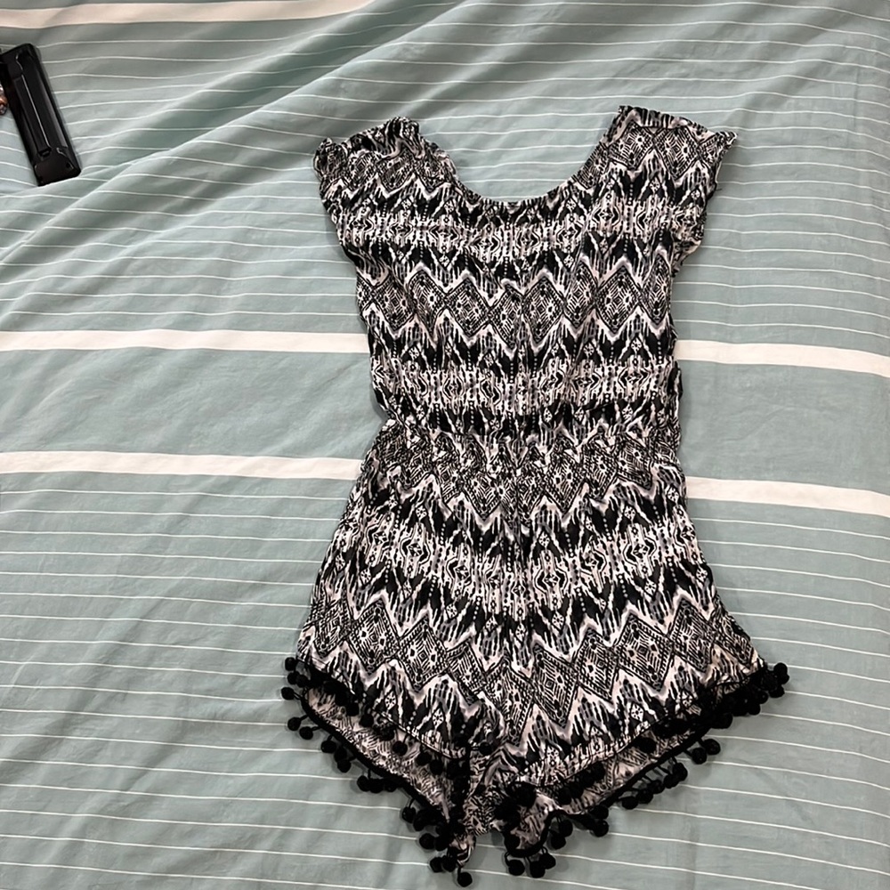 Black and white Aztec print romperXS